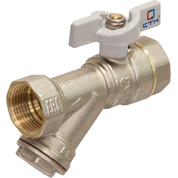 STM Кран шаровой латунь полнопроходной с фильтром Ду15 Ру20 ВР бабочка